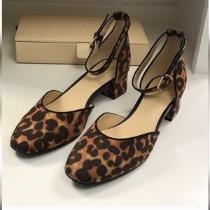 Cabi Kiki leopard print block heel shoes NWOT